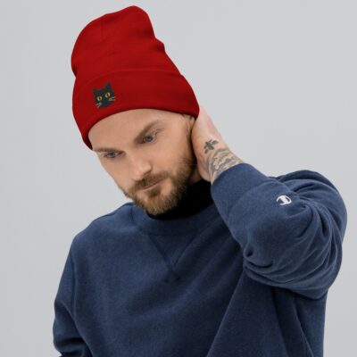 Black Cat Magic Beanie – Embroidered Knit Hat