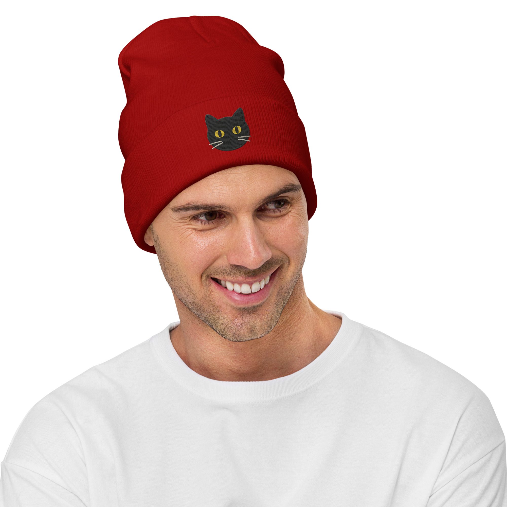 Black Cat Magic Beanie – Embroidered Knit Hat - Image 2