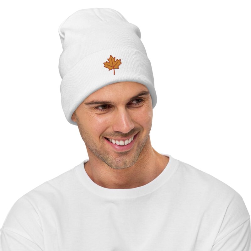 Forest Maple Knit Beanie – Embroidered Autumn Leaf Hat - Image 5
