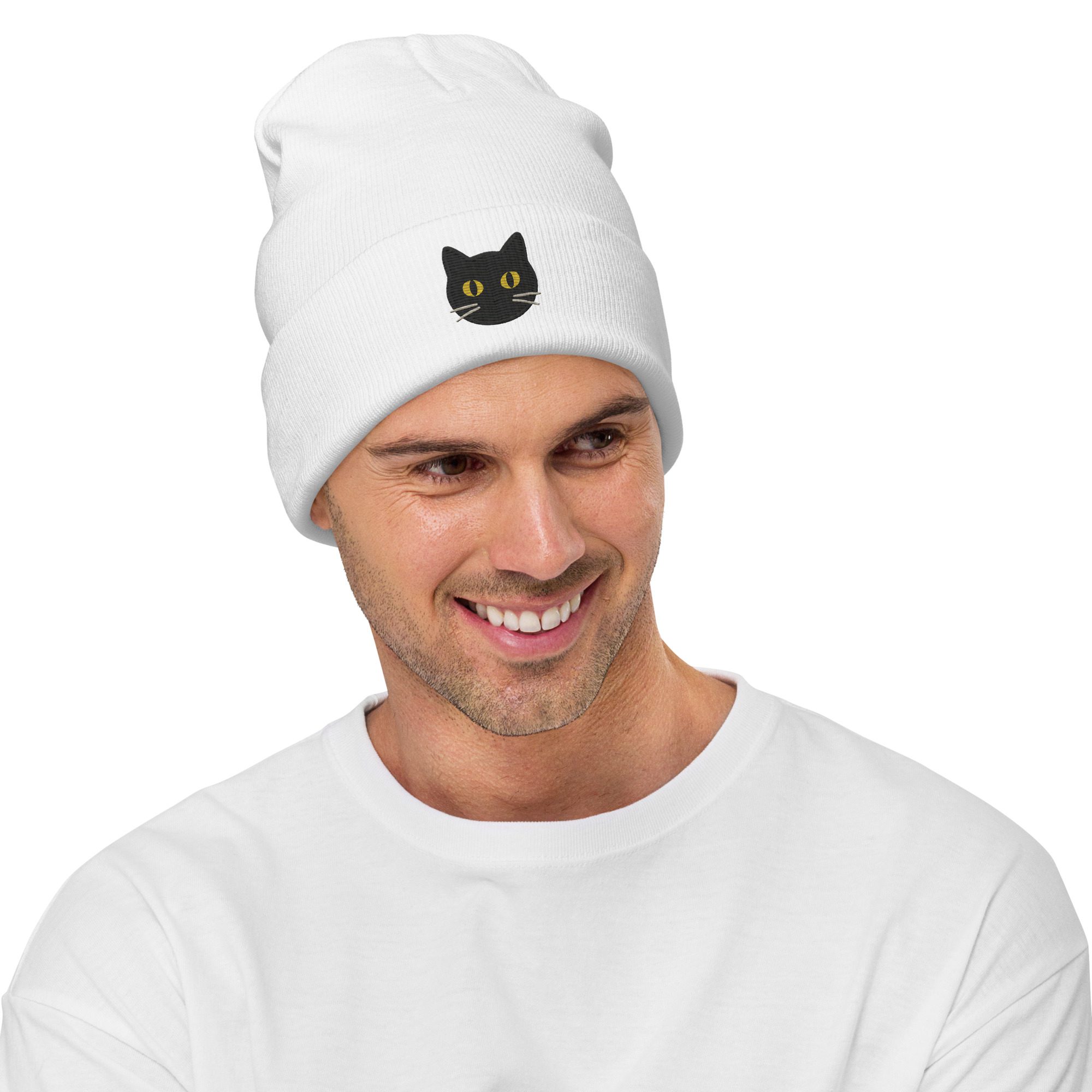 Black Cat Magic Beanie – Embroidered Knit Hat - Image 3