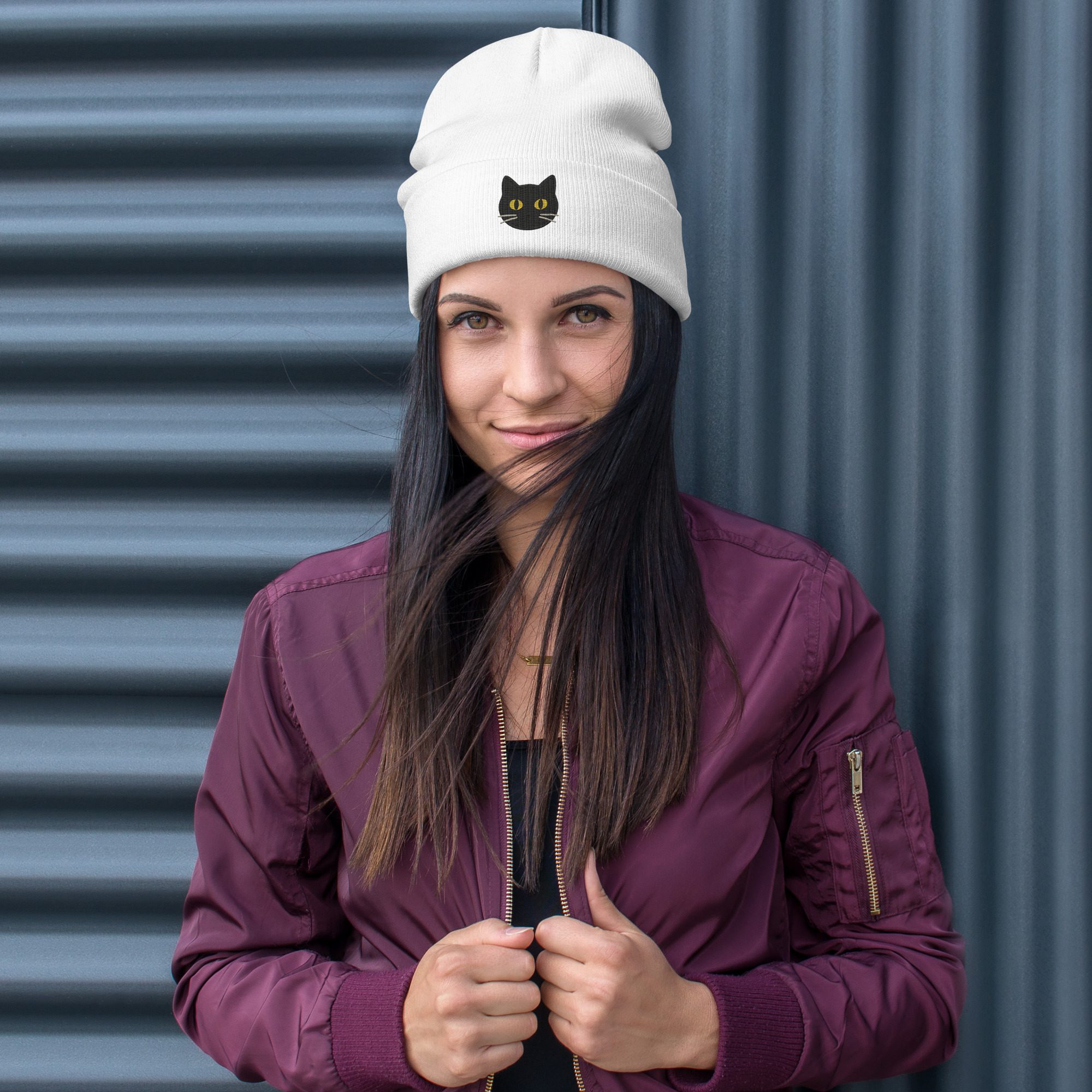 Black Cat Magic Beanie – Embroidered Knit Hat - Image 6