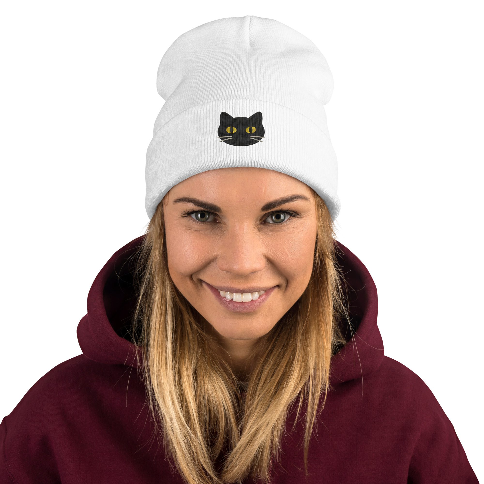 Black Cat Magic Beanie – Embroidered Knit Hat - Image 4