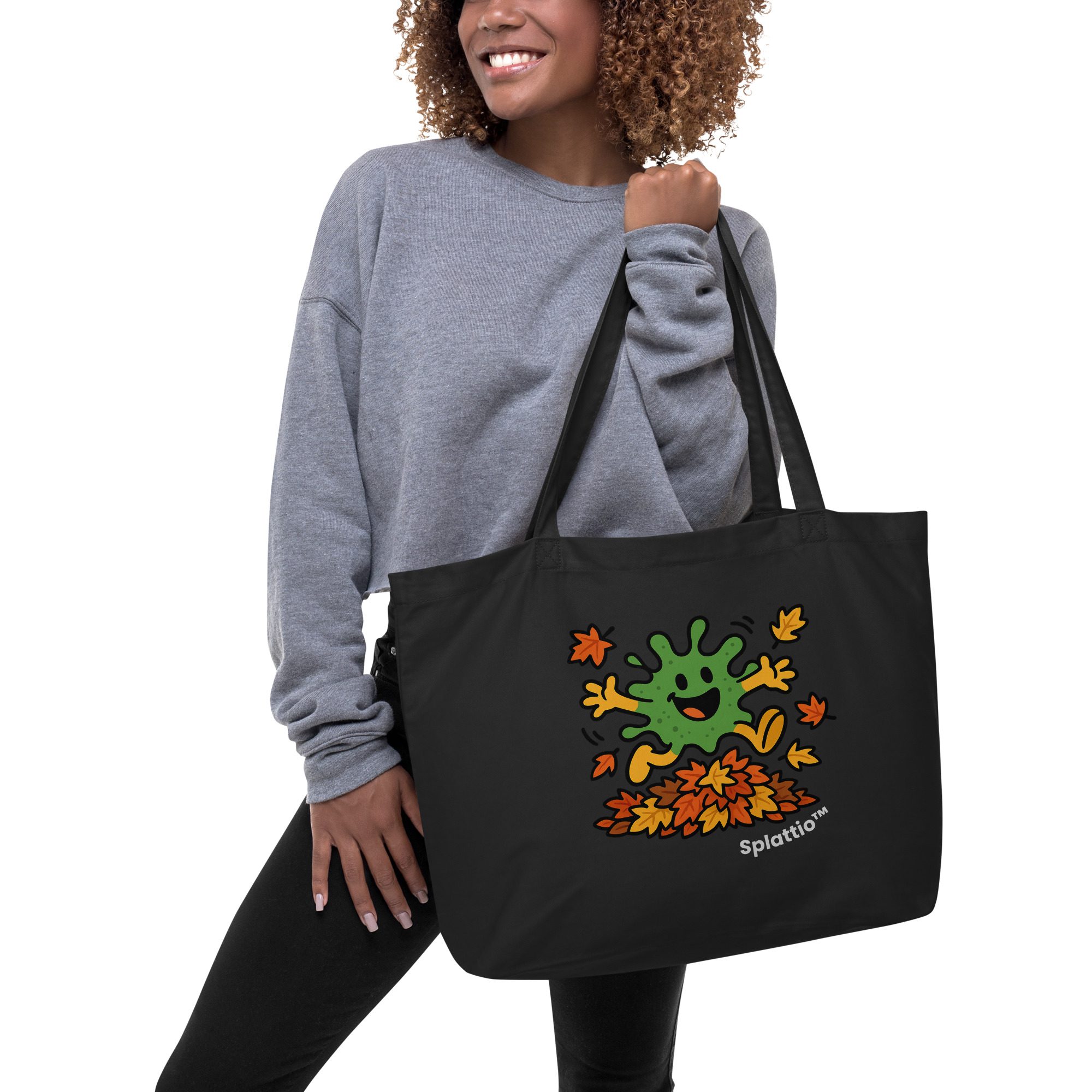 Splatty Autumn Splash Large Organic Tote Bag - Image 2