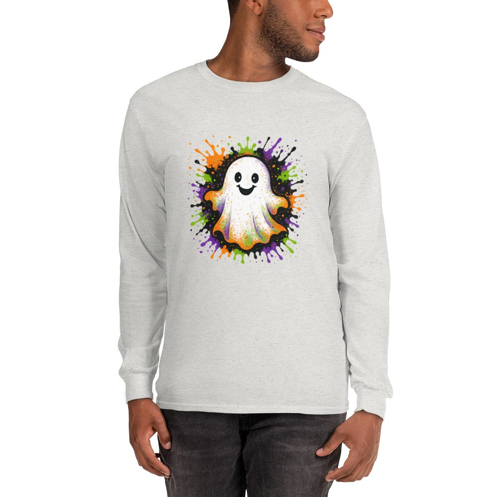 Happy Ghost Splash Men’s Long Sleeve Shirt - Image 21