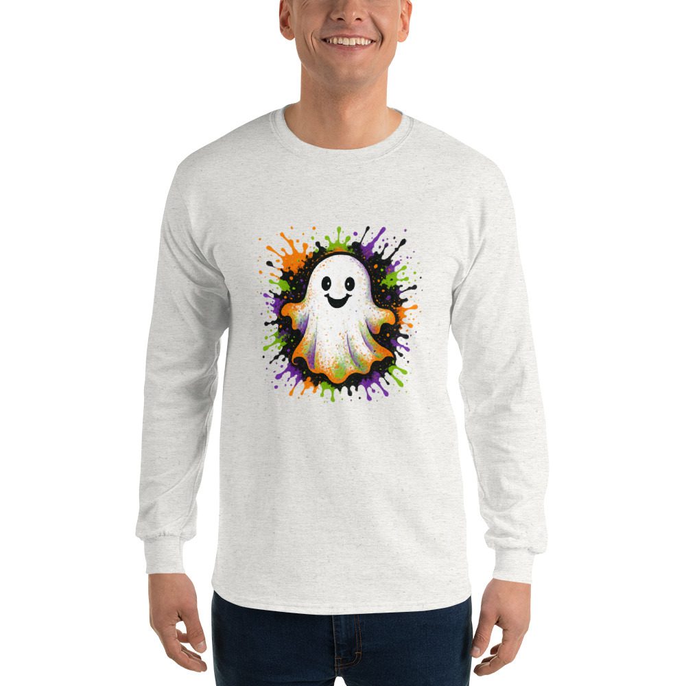Happy Ghost Splash Men’s Long Sleeve Shirt - Image 40