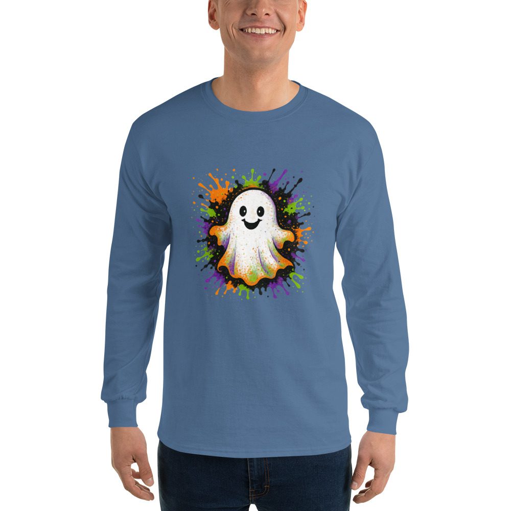 Happy Ghost Splash Men’s Long Sleeve Shirt - Image 30
