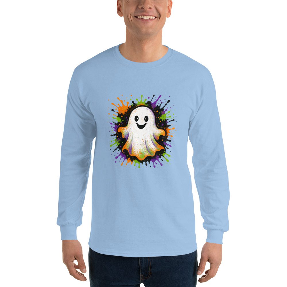 Happy Ghost Splash Men’s Long Sleeve Shirt - Image 34