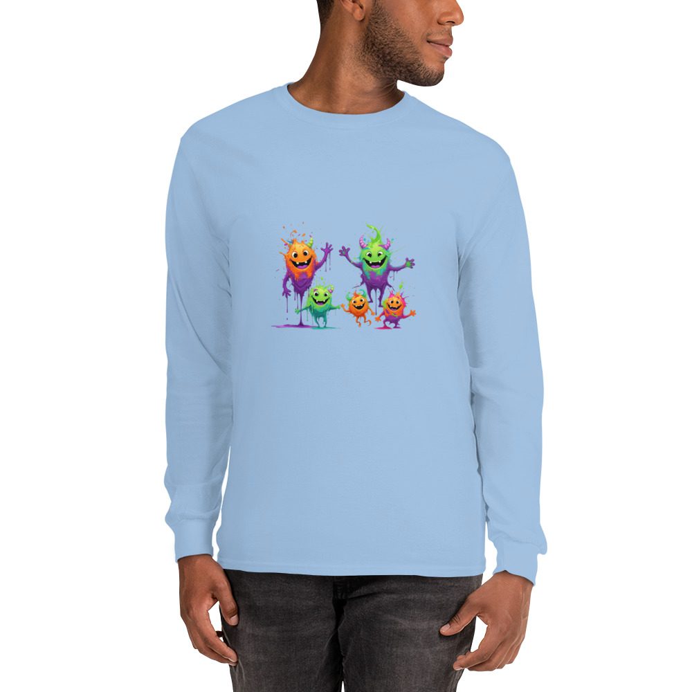Splatty Squad Men's Long Sleeve Shirt – Colorful Monster Crew Art - Image 10