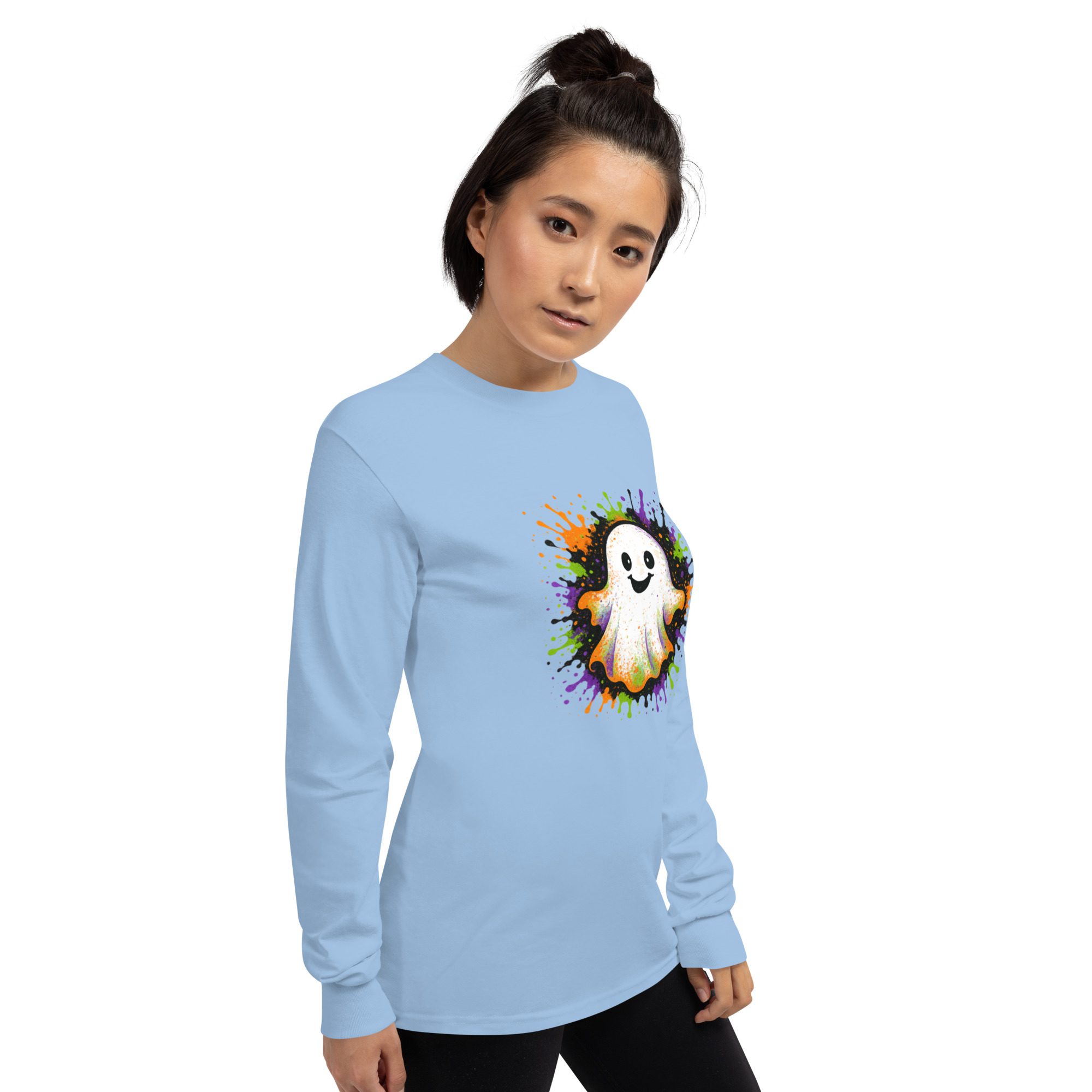 Happy Ghost Splash Men’s Long Sleeve Shirt - Image 12