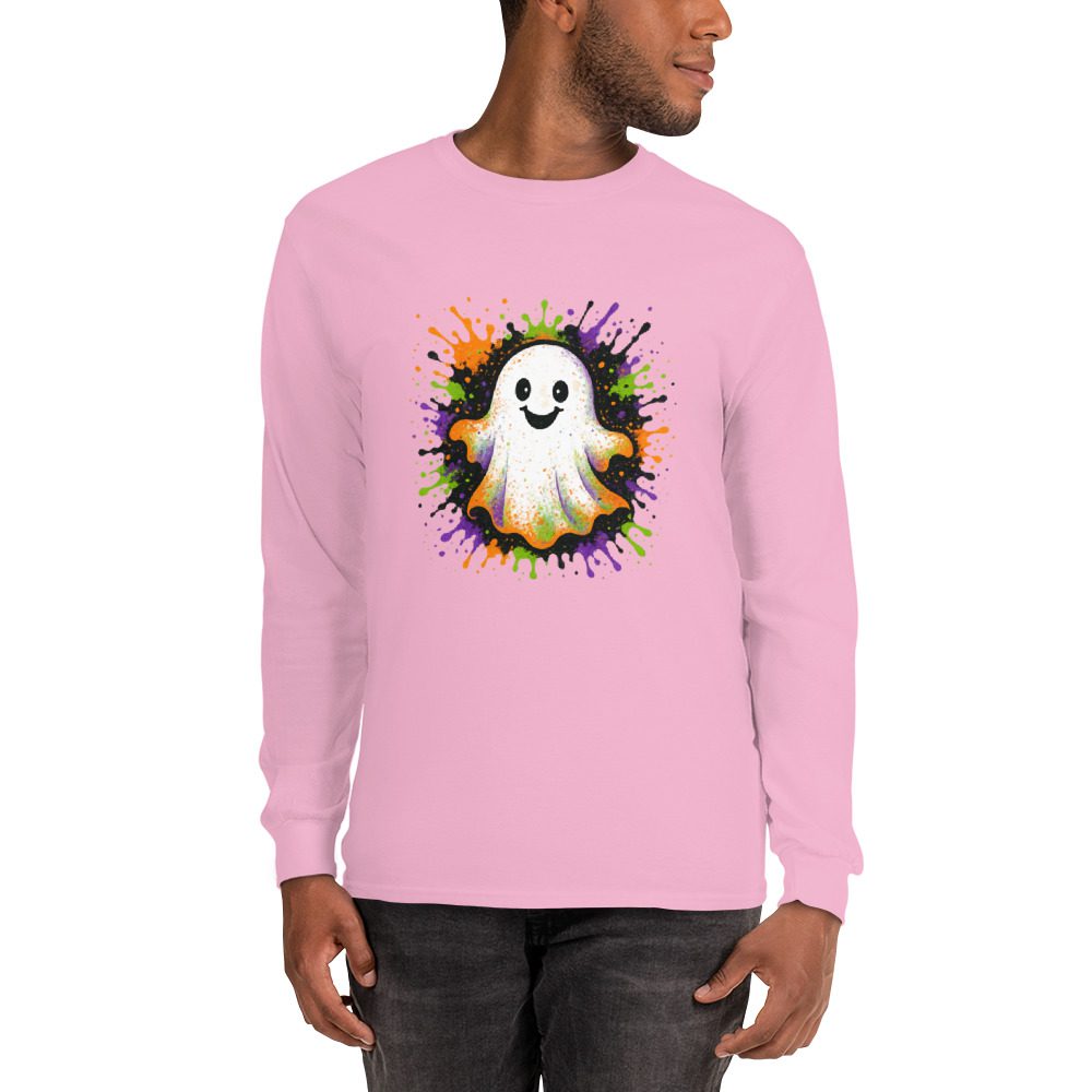 Happy Ghost Splash Men’s Long Sleeve Shirt - Image 20