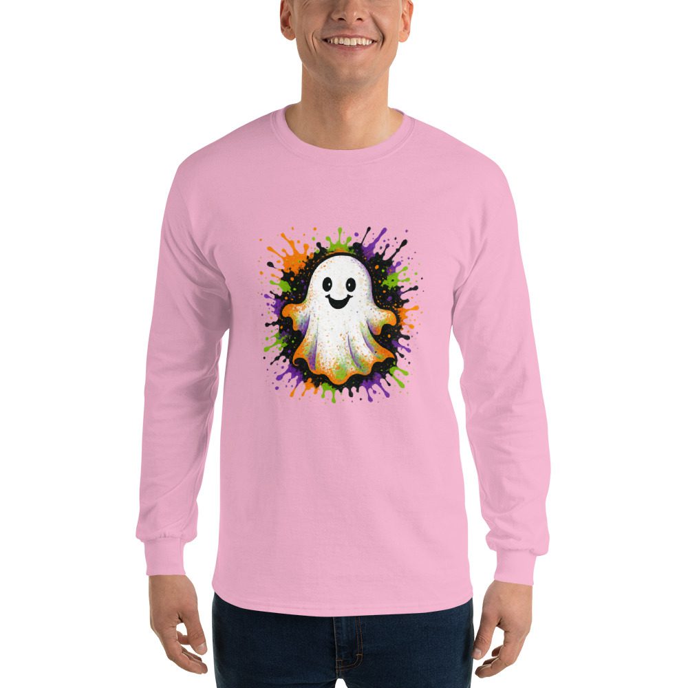 Happy Ghost Splash Men’s Long Sleeve Shirt - Image 38