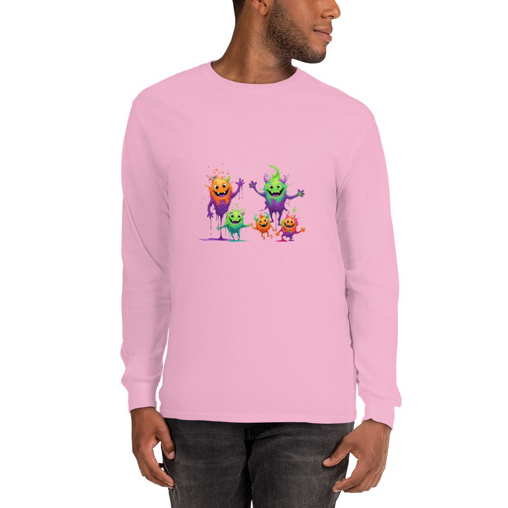 Splatty Squad Men's Long Sleeve Shirt – Colorful Monster Crew Art - Image 14