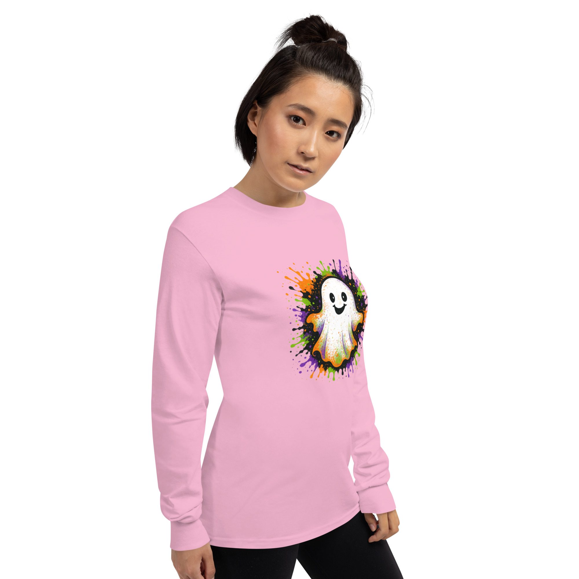 Happy Ghost Splash Men’s Long Sleeve Shirt - Image 18