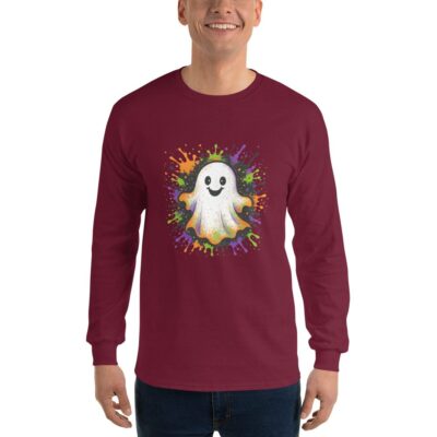 Happy Ghost Splash Men’s Long Sleeve Shirt