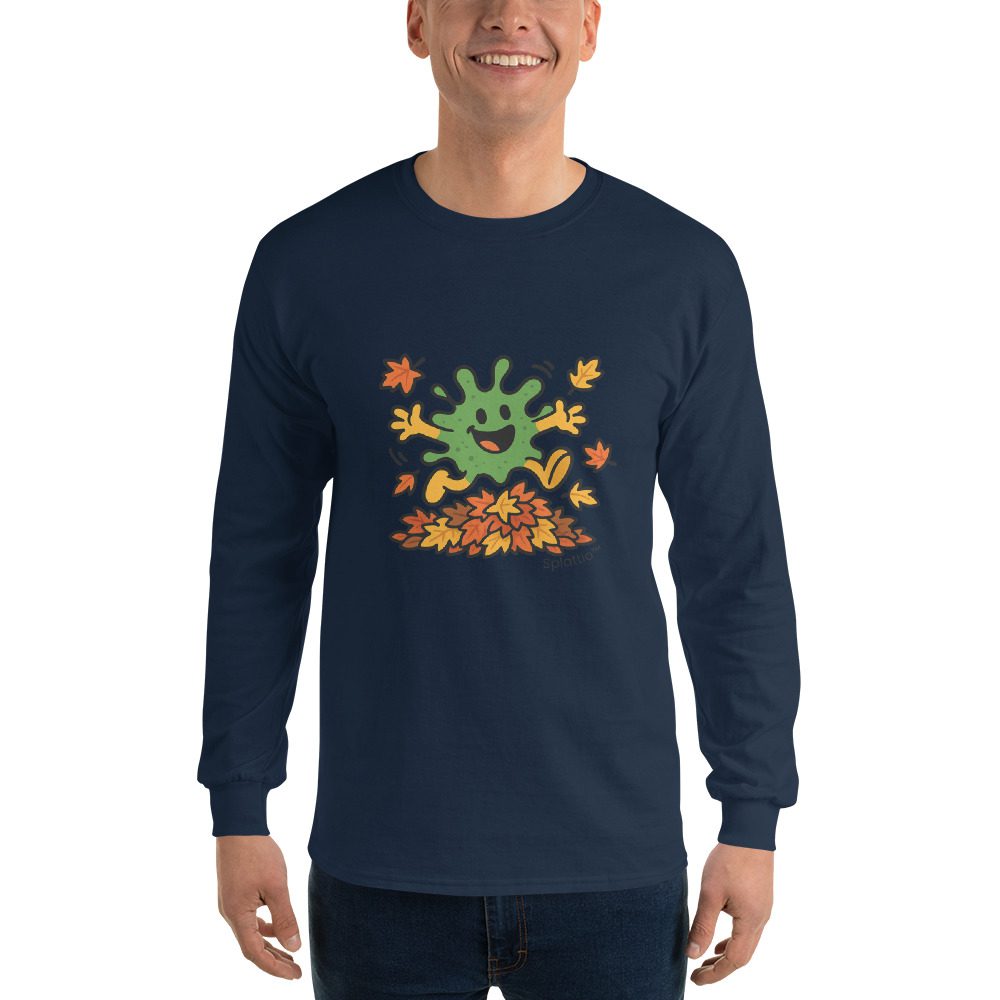Splatty Autumn Leaf Jump Men’s Long Sleeve Shirt - Image 9