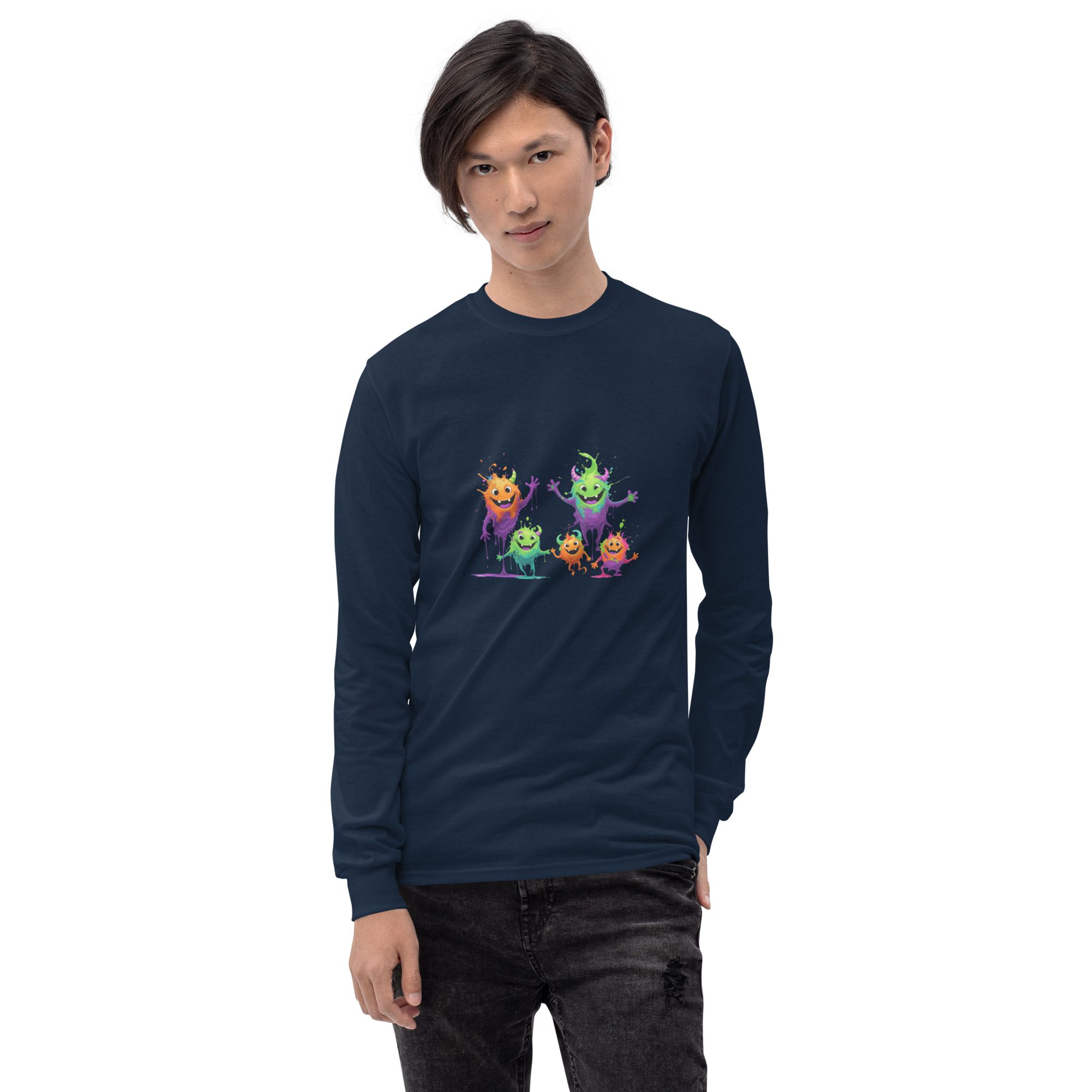 Splatty Squad Men's Long Sleeve Shirt – Colorful Monster Crew Art - Image 6