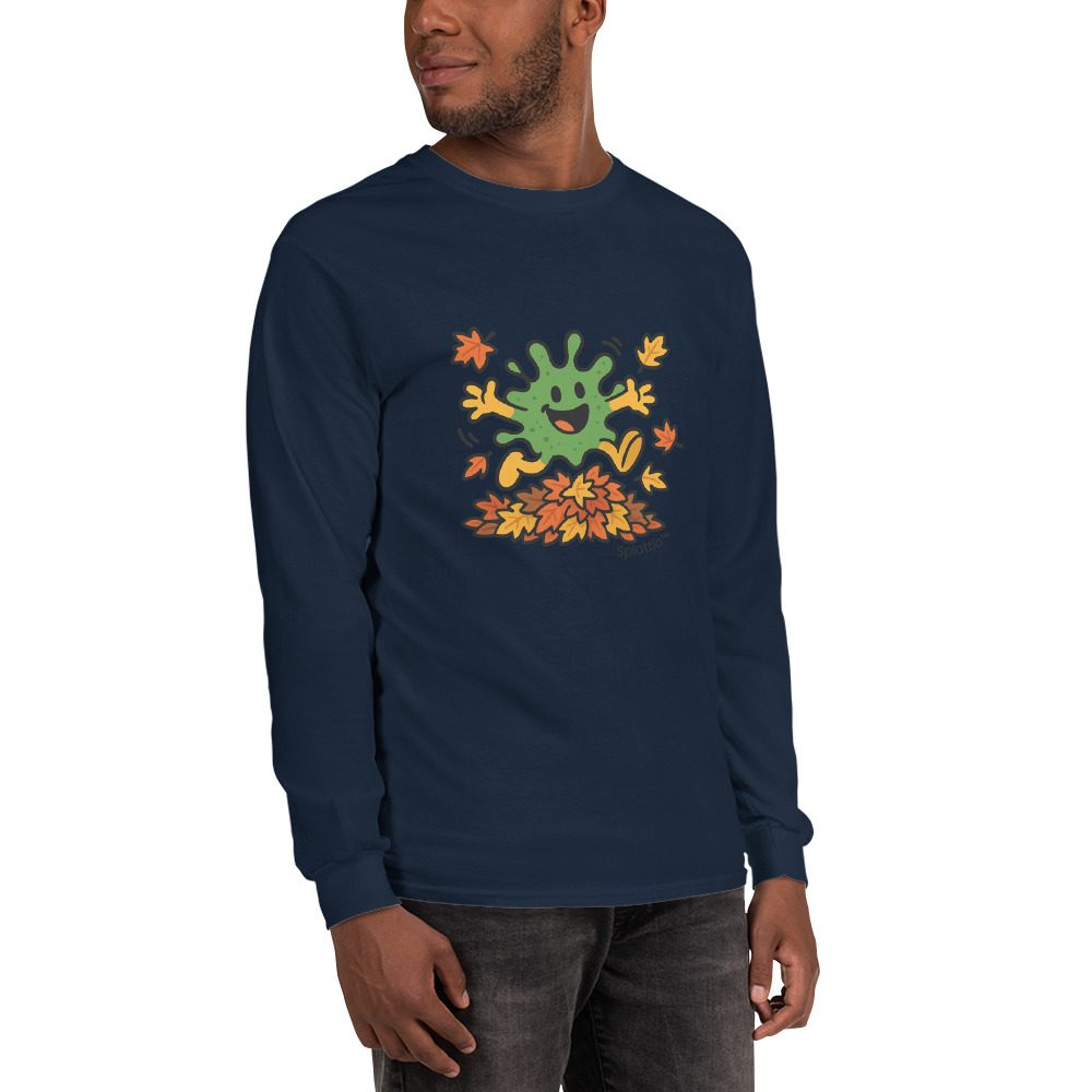 Splatty Autumn Leaf Jump Men’s Long Sleeve Shirt - Image 2