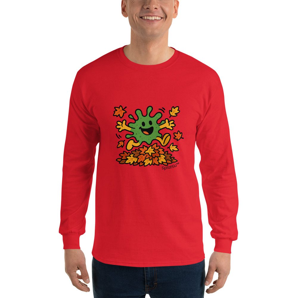 Splatty Autumn Leaf Jump Men’s Long Sleeve Shirt - Image 11