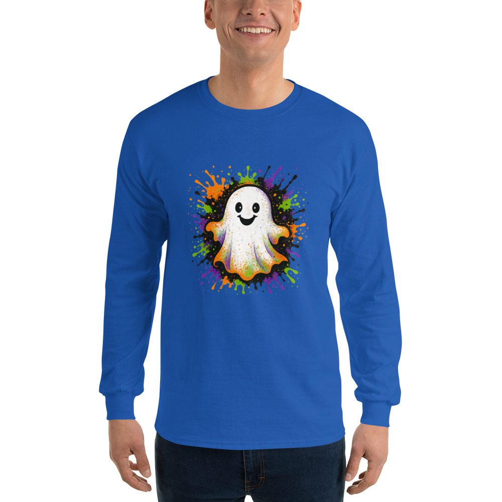 Happy Ghost Splash Men’s Long Sleeve Shirt - Image 26