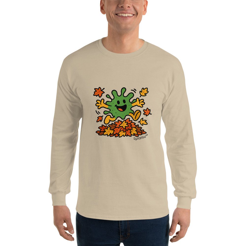Splatty Autumn Leaf Jump Men’s Long Sleeve Shirt - Image 17