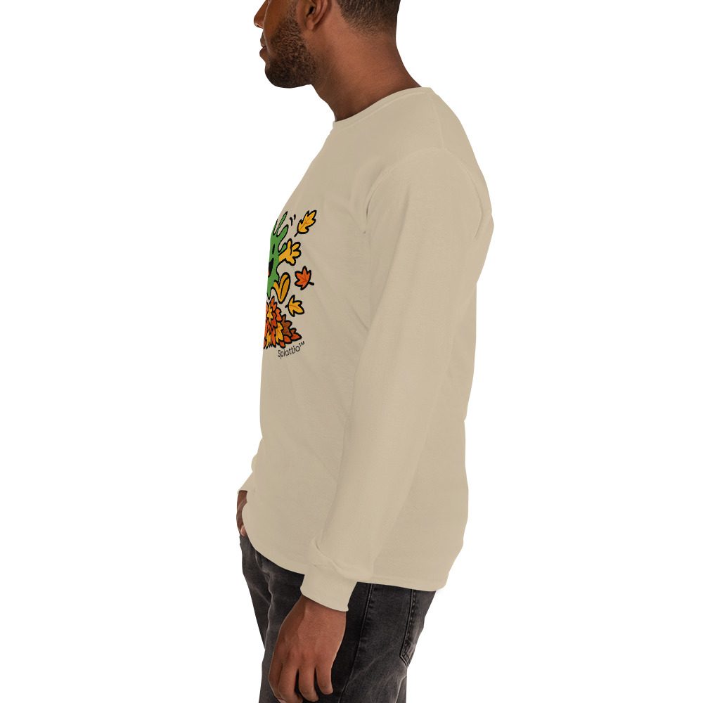 Splatty Autumn Leaf Jump Men’s Long Sleeve Shirt - Image 6