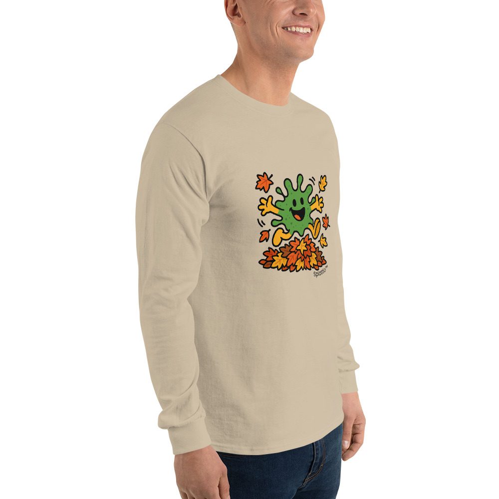 Splatty Autumn Leaf Jump Men’s Long Sleeve Shirt - Image 18