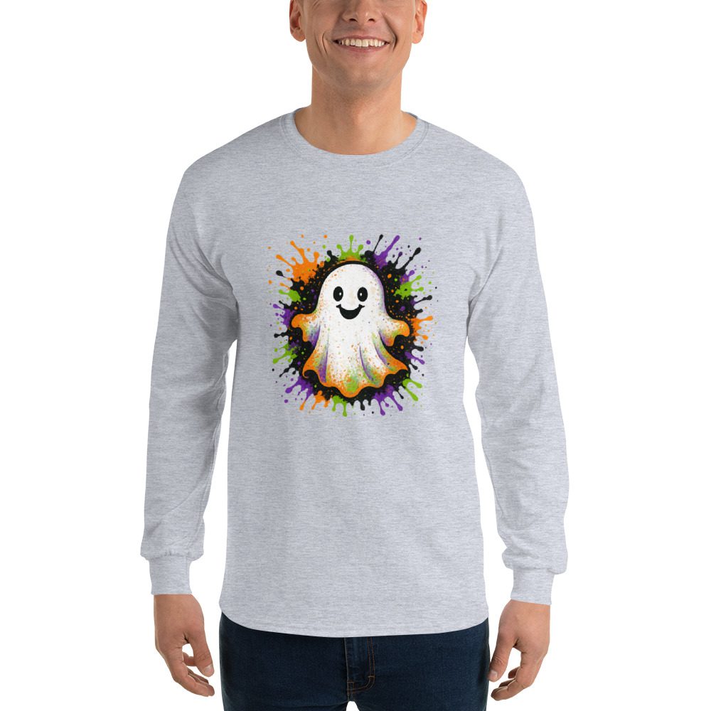 Happy Ghost Splash Men’s Long Sleeve Shirt - Image 32
