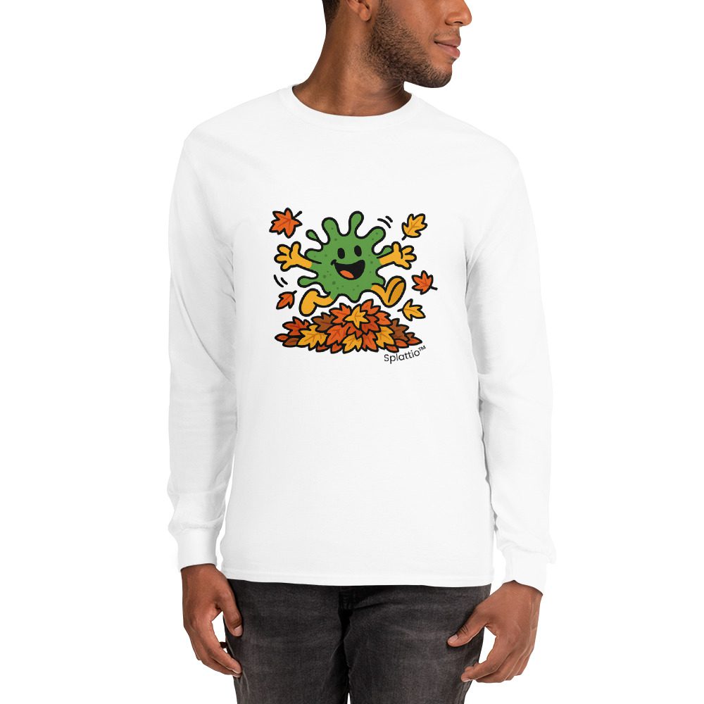 Splatty Autumn Leaf Jump Men’s Long Sleeve Shirt - Image 8