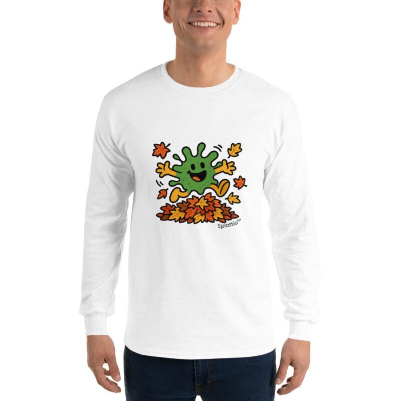 Splatty Autumn Leaf Jump Men’s Long Sleeve Shirt - Image 19