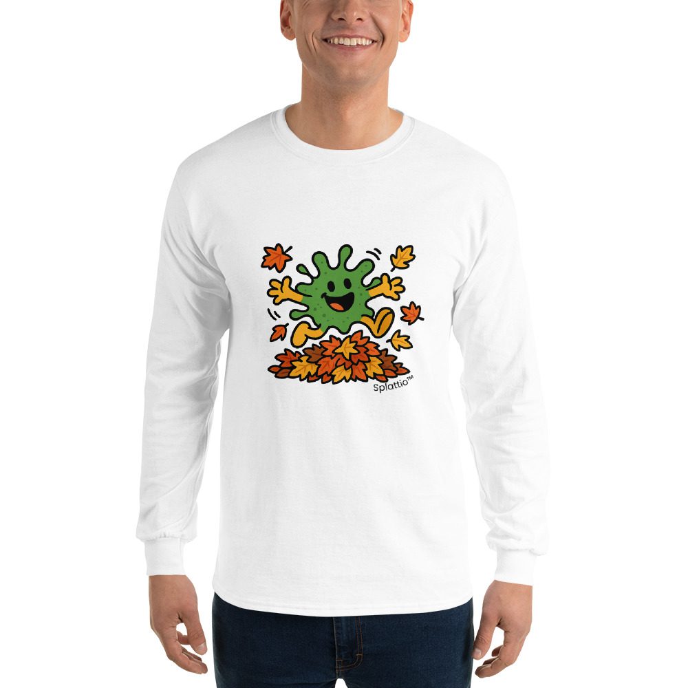 Splatty Autumn Leaf Jump Men’s Long Sleeve Shirt - Image 19