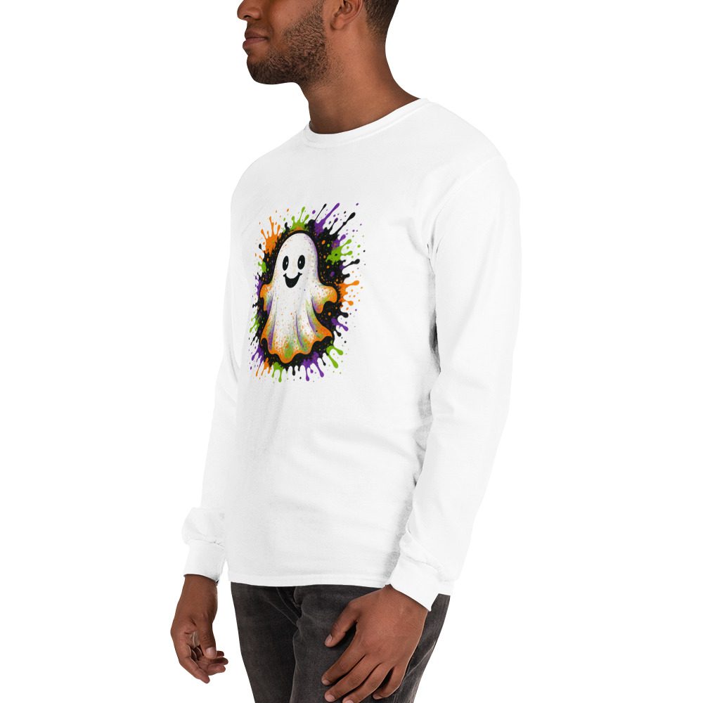 Happy Ghost Splash Men’s Long Sleeve Shirt - Image 24