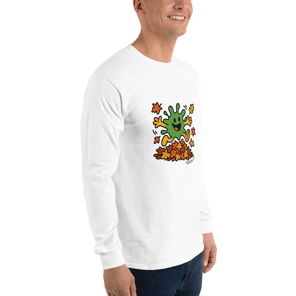 Splatty Autumn Leaf Jump Men’s Long Sleeve Shirt - Image 20