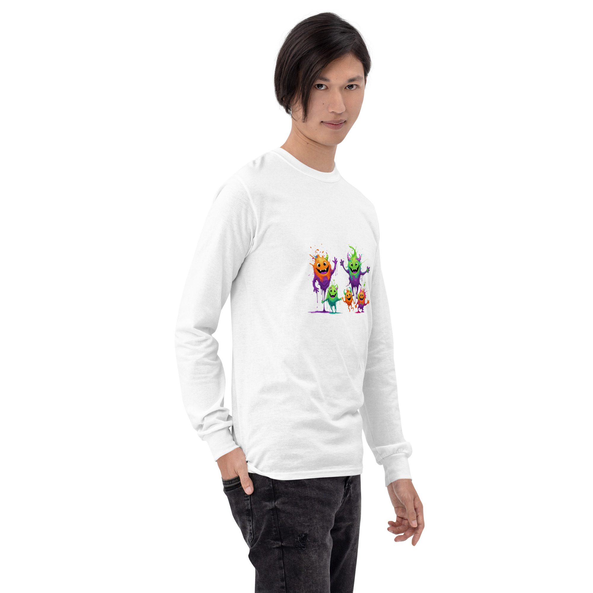 Splatty Squad Men's Long Sleeve Shirt – Colorful Monster Crew Art - Image 2