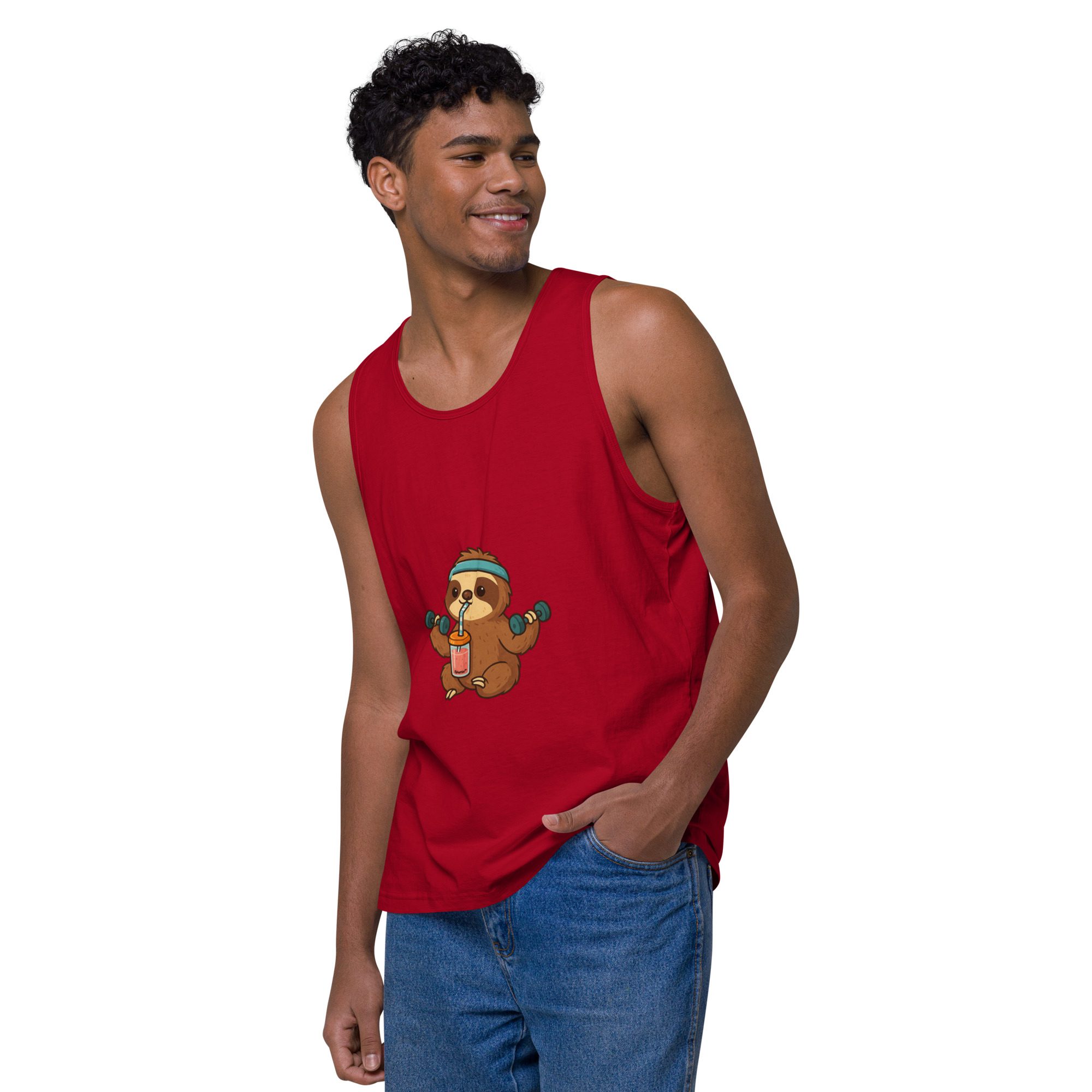 Sloth Mode: Men’s Premium Fitness Tank Top - Image 4