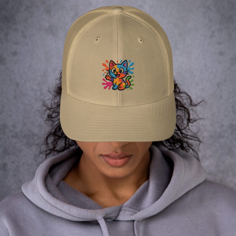 Playful Splat Cat Embroidered Hat - Image 18