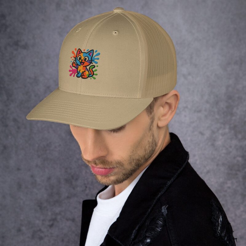 Playful Splat Cat Embroidered Hat - Image 31