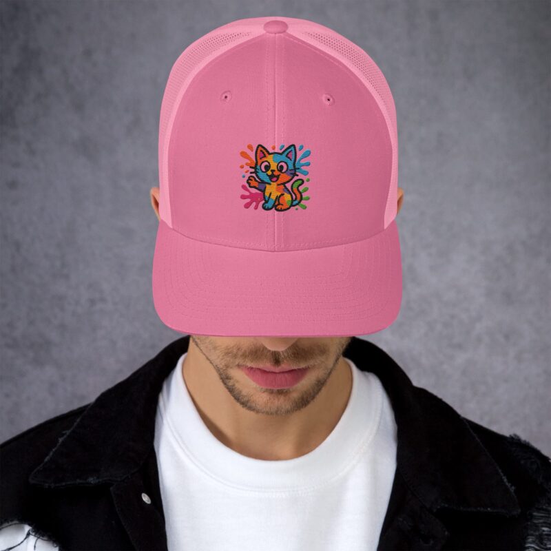Playful Splat Cat Embroidered Hat - Image 22
