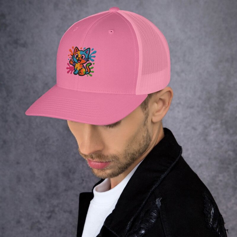 Playful Splat Cat Embroidered Hat - Image 23