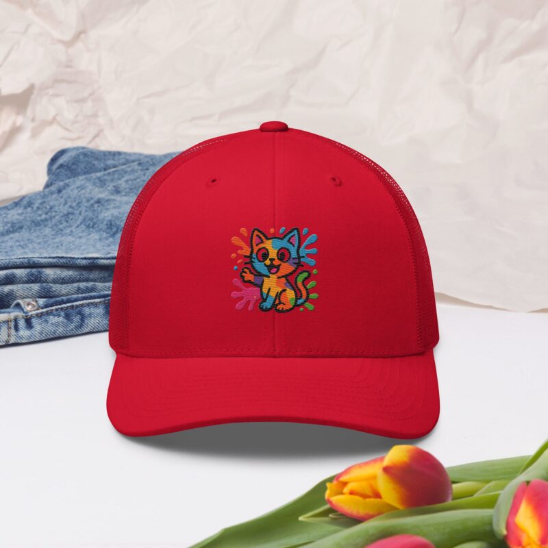 Playful Splat Cat Embroidered Hat - Image 5