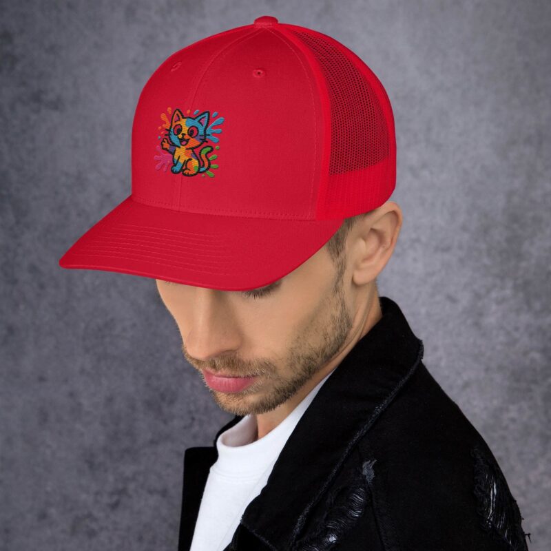 Playful Splat Cat Embroidered Hat - Image 6