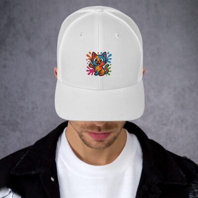 Playful Splat Cat Embroidered Hat