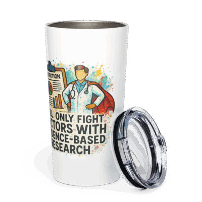 Tapered Stainless Steel Tumbler – “I Only Fight Doctors With Evidence-Based Research”