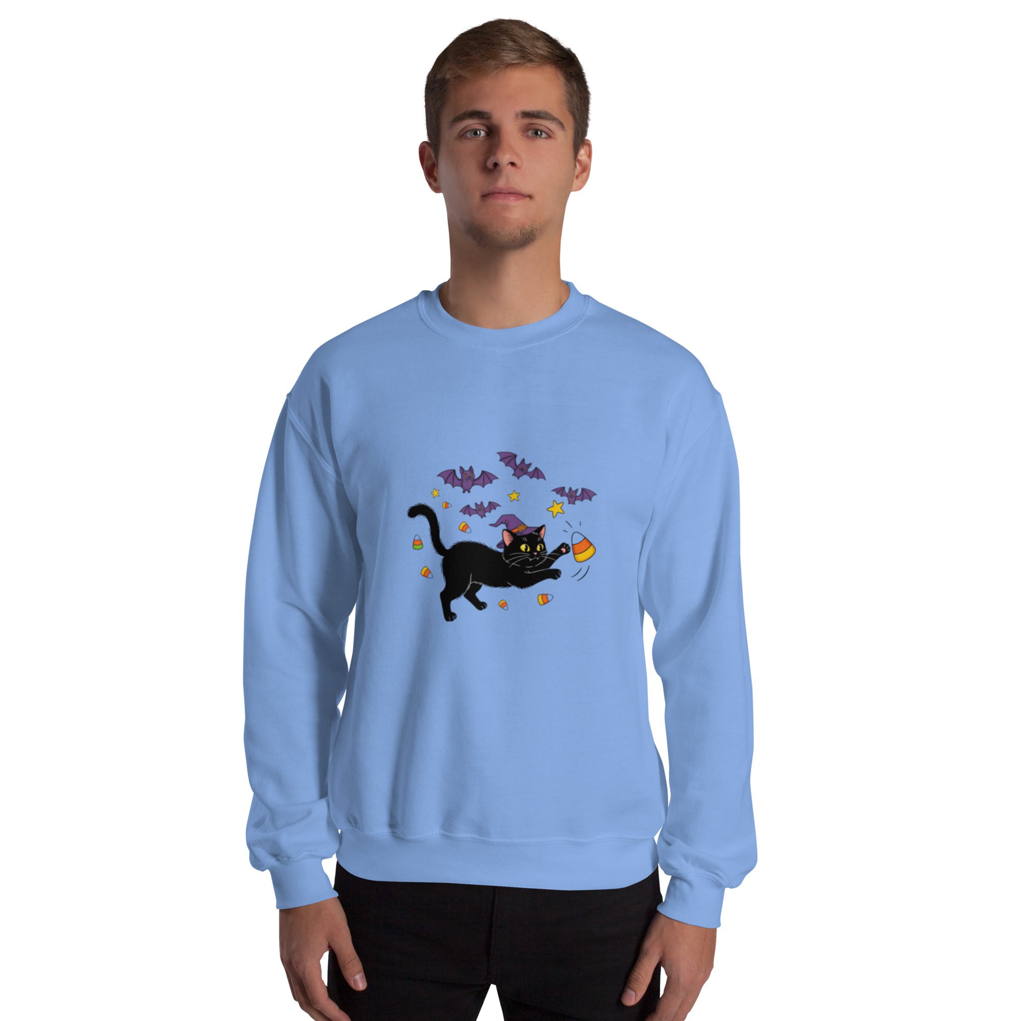 Witchy Cat & Candy Crewneck Unisex Sweatshirt – Halloween Edition - Image 7