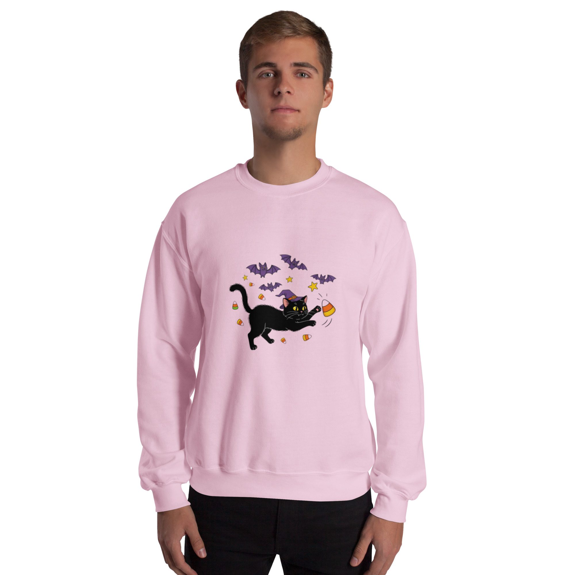 Witchy Cat & Candy Crewneck Unisex Sweatshirt – Halloween Edition - Image 17