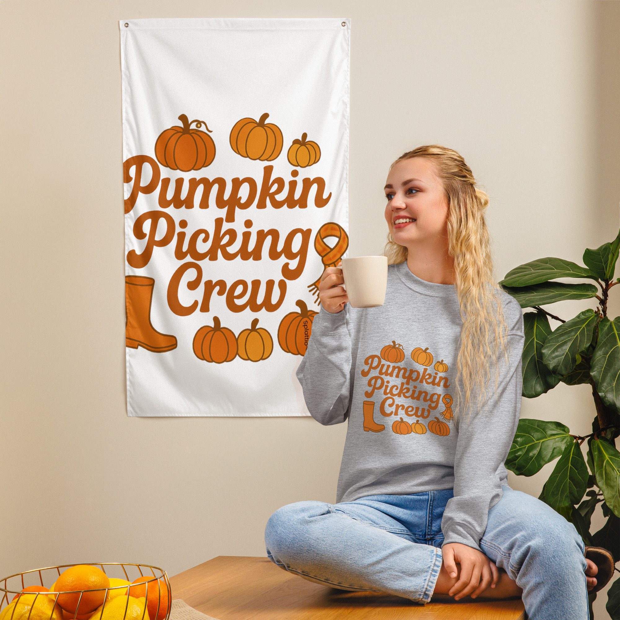 Pumpkin Picking Crew Autumn Unisex Sweatshirt - Image 12