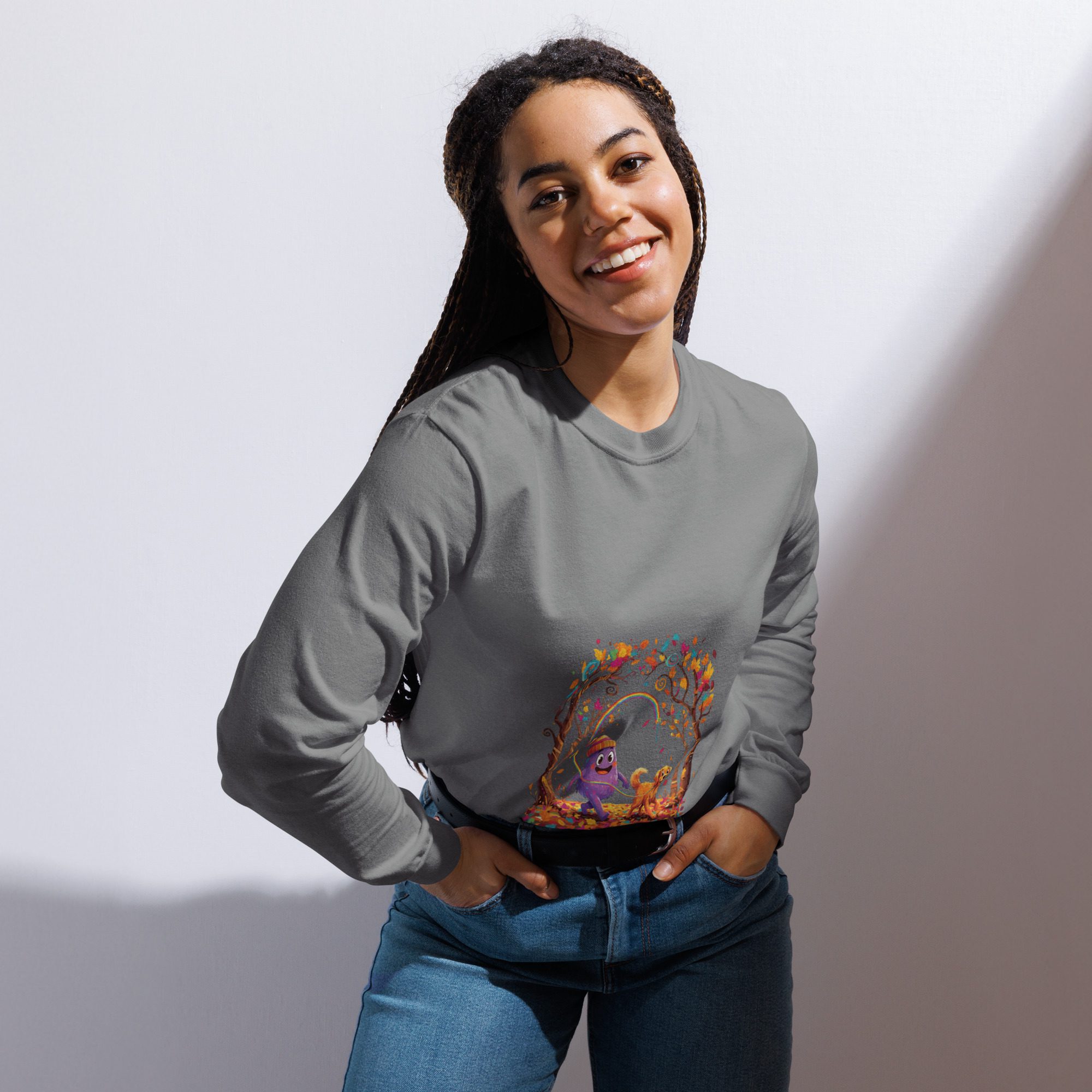 Splatty & Pup Autumn Adventure Unisex Long Sleeve Shirt | Cozy Fall Mascot Tee - Image 10