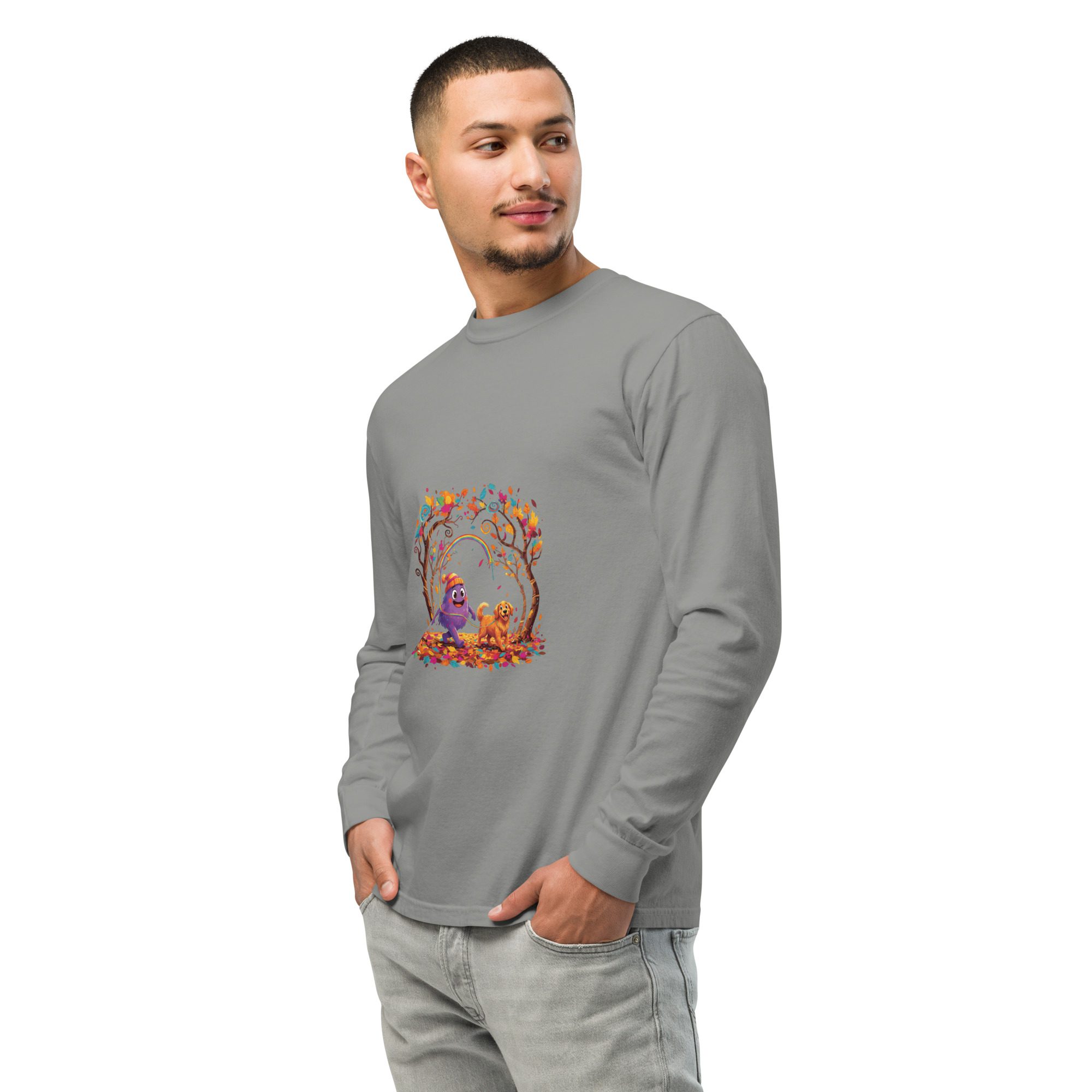 Splatty & Pup Autumn Adventure Unisex Long Sleeve Shirt | Cozy Fall Mascot Tee - Image 12