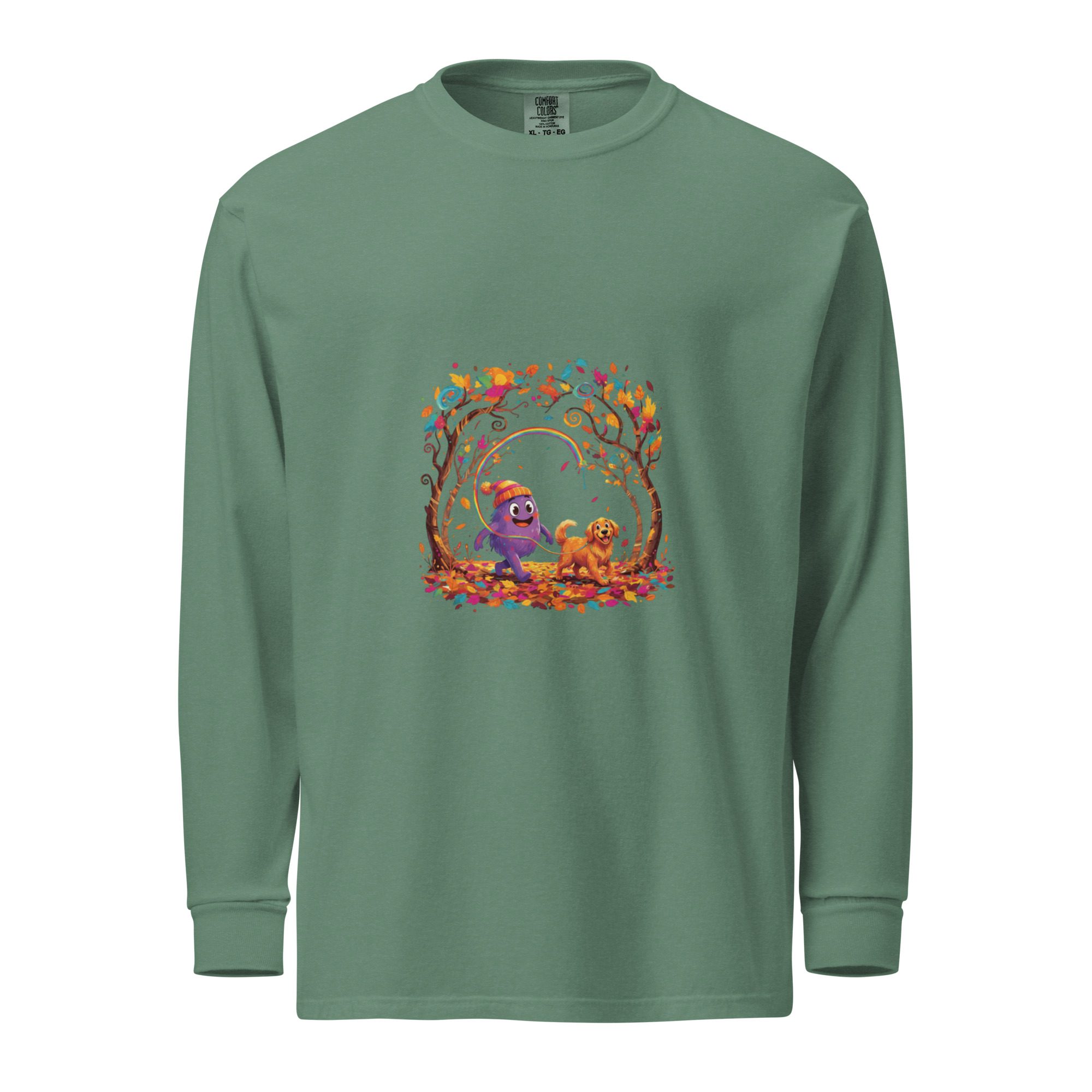 Splatty & Pup Autumn Adventure Unisex Long Sleeve Shirt | Cozy Fall Mascot Tee - Image 7