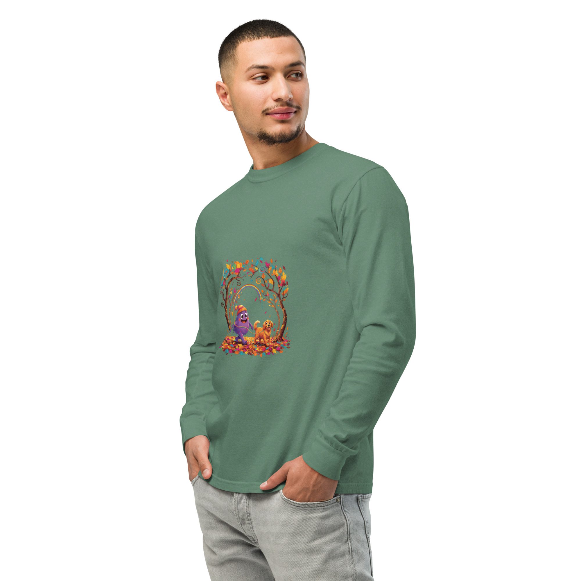 Splatty & Pup Autumn Adventure Unisex Long Sleeve Shirt | Cozy Fall Mascot Tee - Image 9