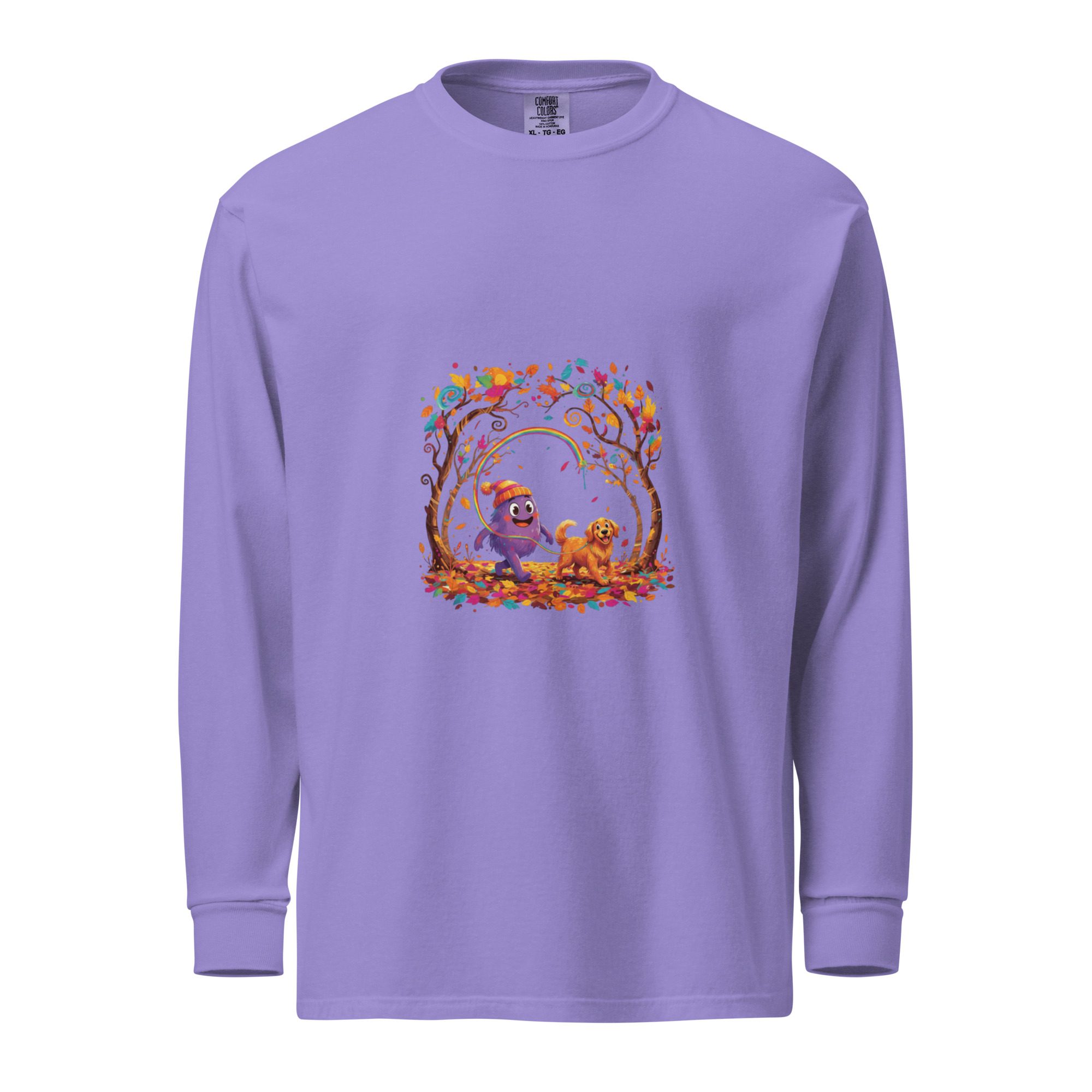 Splatty & Pup Autumn Adventure Unisex Long Sleeve Shirt | Cozy Fall Mascot Tee
